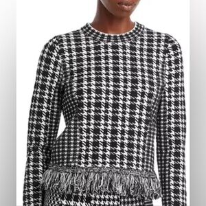 Milly Women's Checkered Black & White Mix Top Sweater, Black/White, P